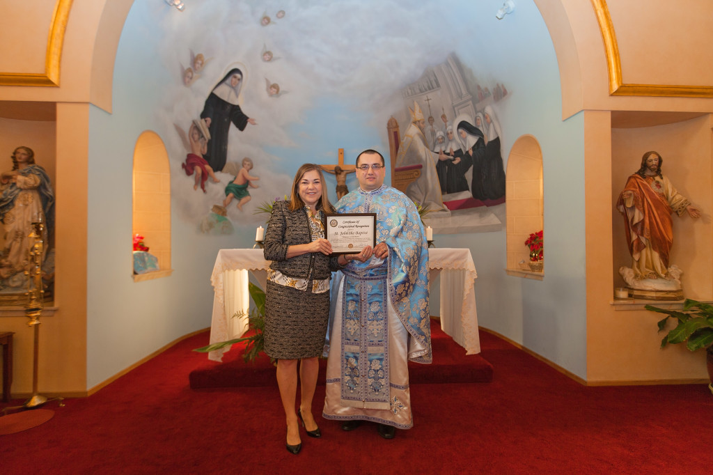 Certificat din partea Congresului SUA oferit misiunii Sf. Ioan Botezatoul